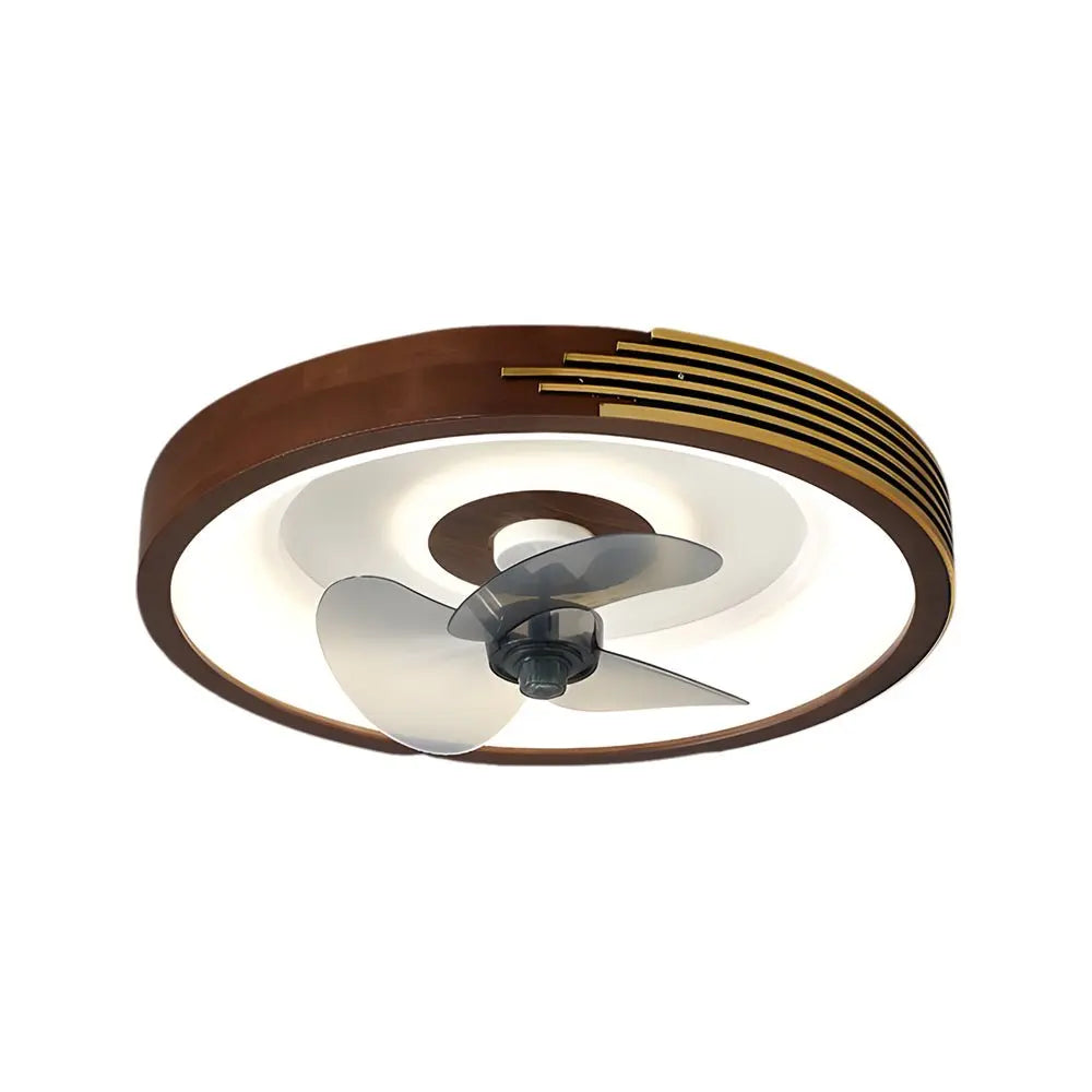 19.7-Inch Walnut 6-Speed Flush Mount Ceiling Fan with LED Light and Remote Control Luxe
