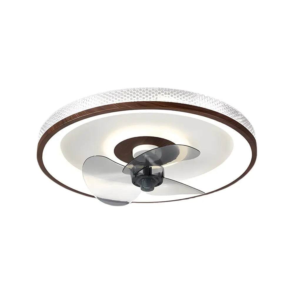 19.7-Inch Walnut 6-Speed Flush Mount Ceiling Fan with LED Light and Remote Control Luxe