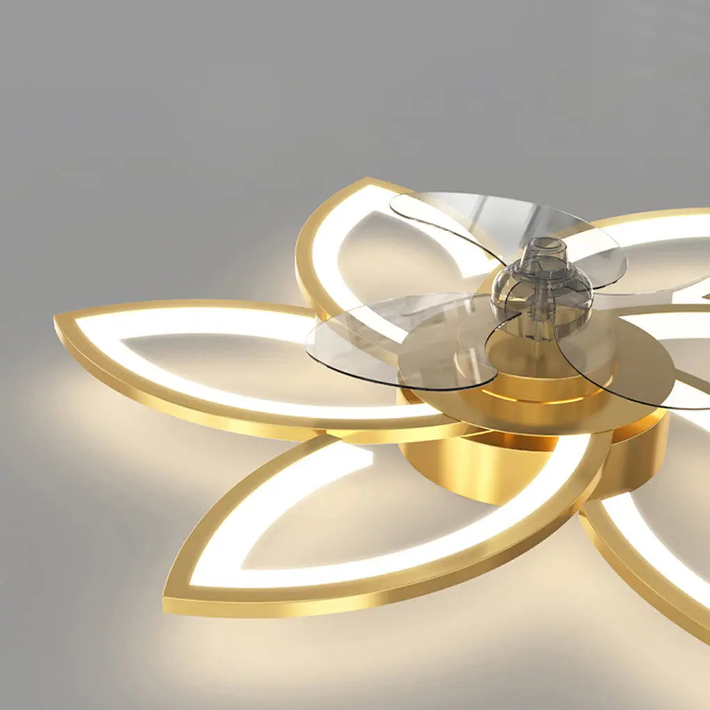 Modern Ceiling Fan Light with Flower Smart Silent Stepless Dimming LED Luxe