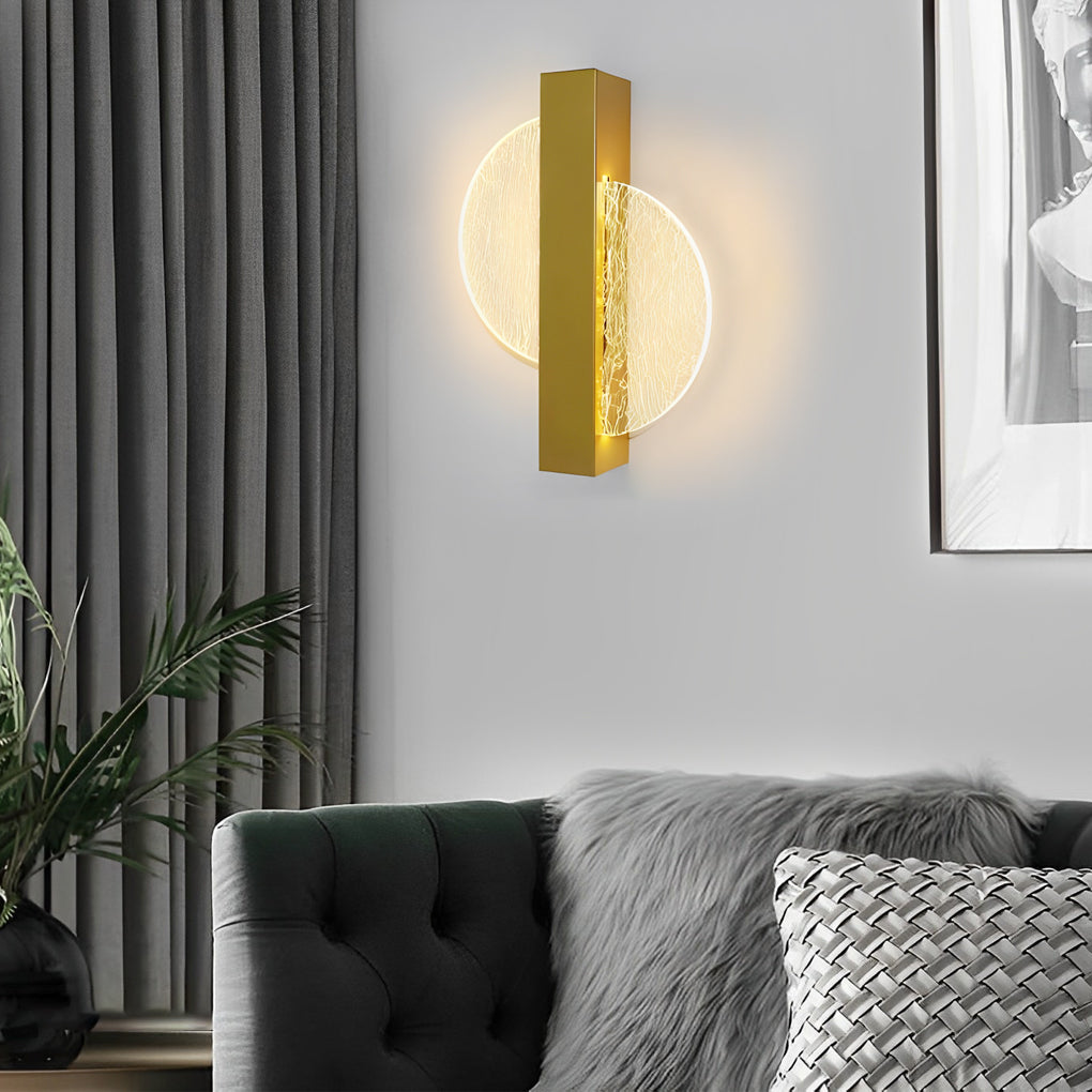 Round, Square, and Semicircle LED Wall Sconce — Acrylic, Hardwired, Black or Gold, Modern Retro
