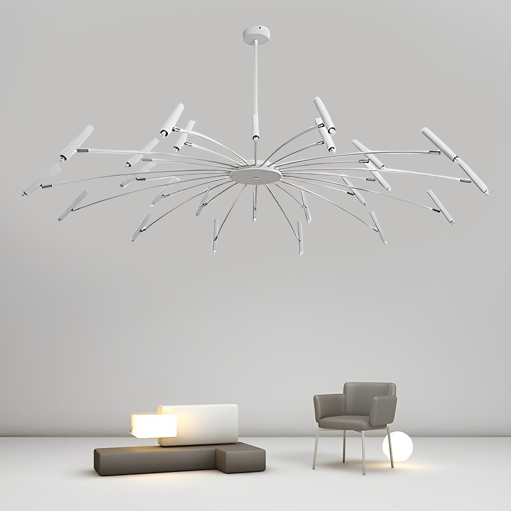 Minimalist Adjustable Metal Chandelier — G9 LED, Three-Step Dimming, 3000K/4500K/6000K, 180° Rotatable Head, Black or White