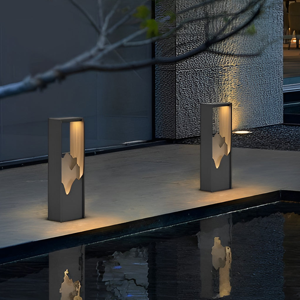 Mountain Scenery Outdoor Bollard Path Light — Stainless Steel & PC, LED 3000K, IP54, Hardwired or Solar, 26"/71"/110"