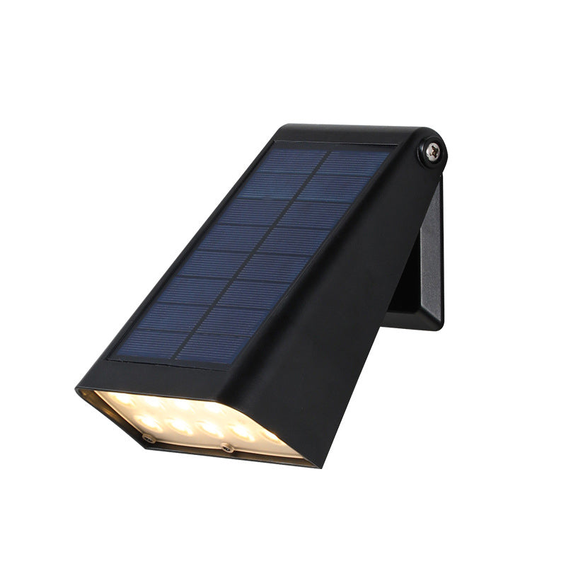 Modern Adjustable Solar Wall Sconce — Black ABS, LED, 90° Adjustable, Dual-Brightness, IP65 Weatherproof