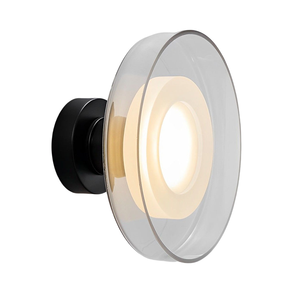 Postmodern Round Glass Wall Sconce — Smoke Gray or Clear, LED, 3000K, 9" Diameter