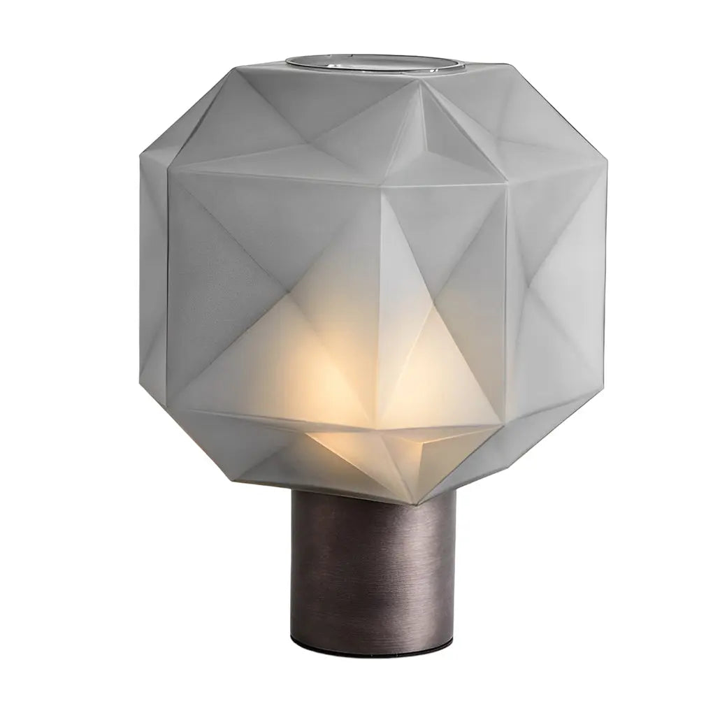Modern Table Lamp with 1-Light Cylinder and Cubo Smoke Glass Orb Luxe