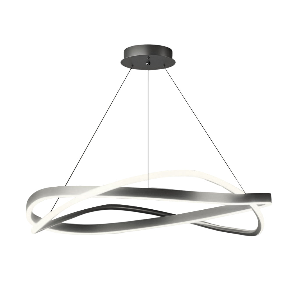 Circular Wave Ring Chandelier — Iron, Three-Step Dimming (3000K/4500K/6000K), 60W–96W, 22" or 31"