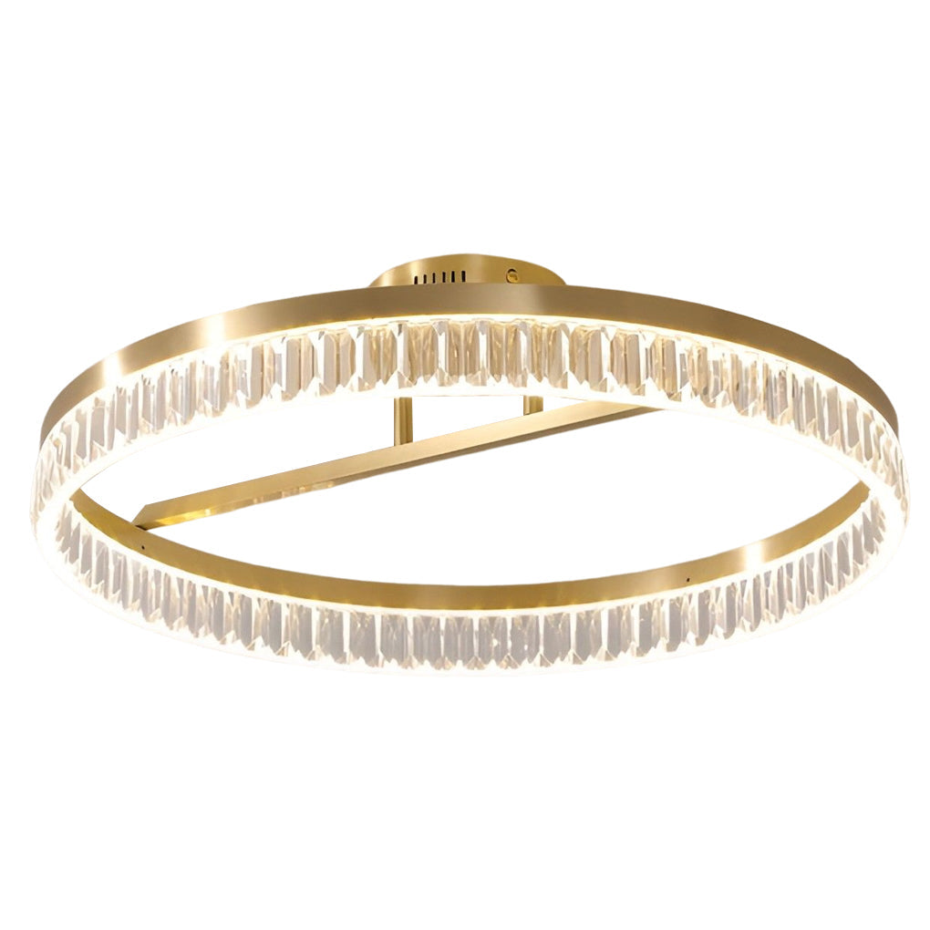 Minimalist Round LED Semi-Flush Mount — Copper, Gold Finish, 60W, 3000K/4500K/6000K, 20" Diameter