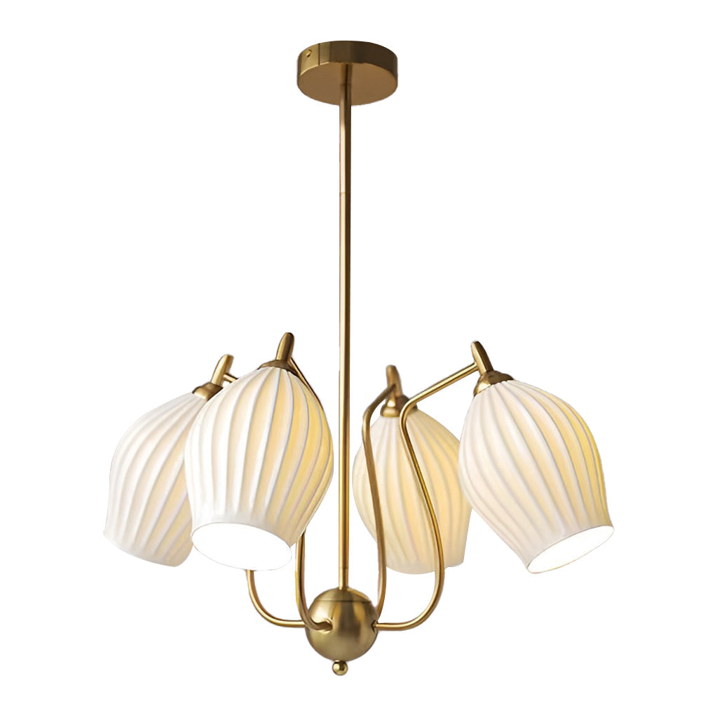 Flower-Shaped Ceramic Modern Chandelier — Iron, E14 12W, 3000K Warm White, 4-Light / 6-Light / 8-Light