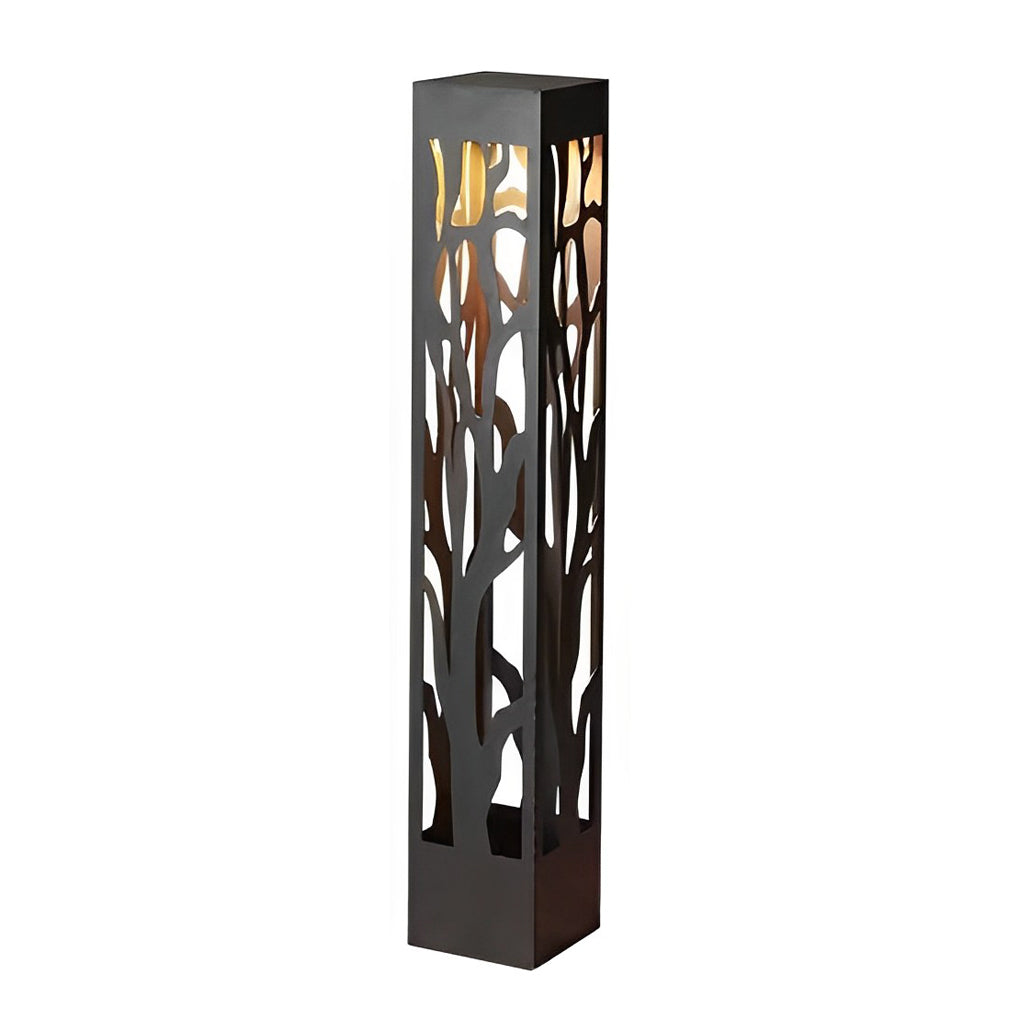 Hollow-Out Branch Solar Bollard Light — Stainless Steel, LED, IP54, Dusk-to-Dawn, 23.6" or 31.5"