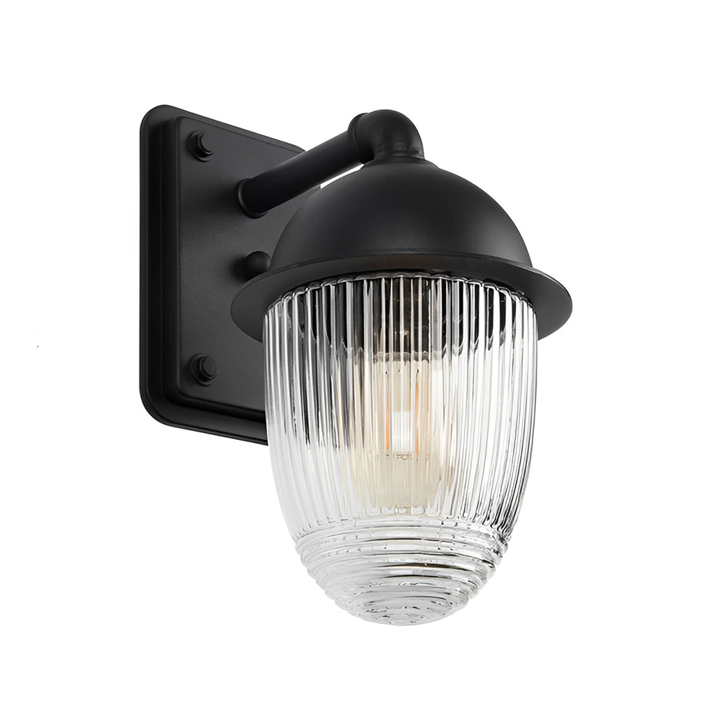 Glass Ball Outdoor Wall Sconce — Matte Black Aluminum, Waterproof, Industrial