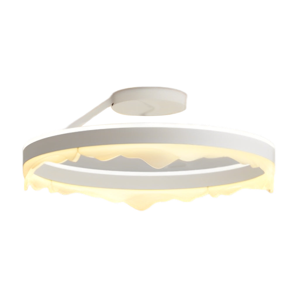 Round Flush-Mount Ceiling Light — White Iron & Acrylic, LED, Stepless Dimming with Remote, 16" or 20"