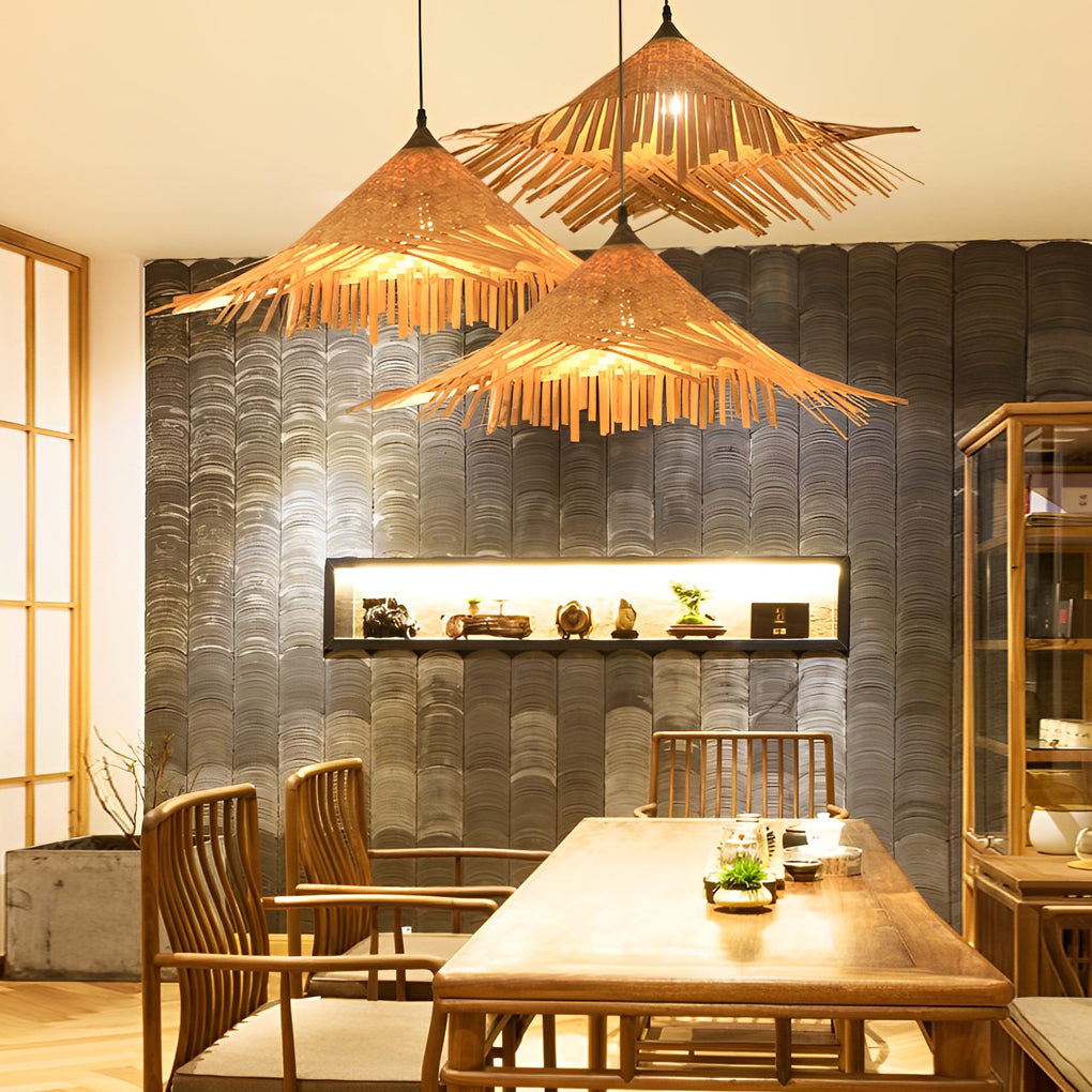 Caribbean Bamboo Woven Pendant Light — Burlywood, 28" Diameter, E26/E27, 21W–30W