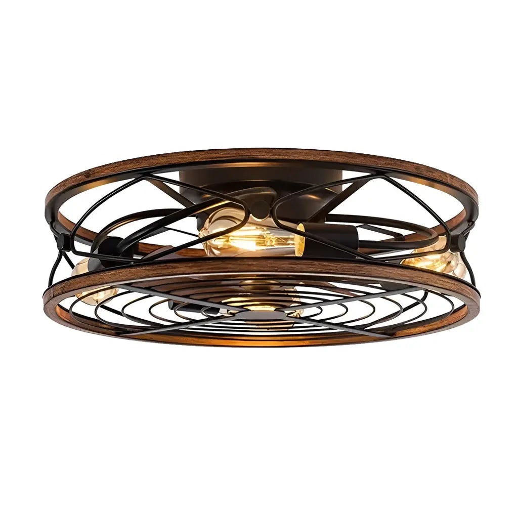 Vintage Industrial-Style Bladeless Ceiling Fan Lamp with Metal Timing Mute Luxe