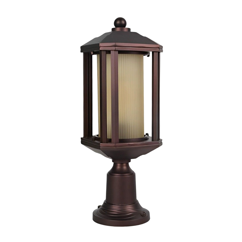 Outdoor Pillar Lamp in Retro Aluminum - Waterproof Rose Gold American Style