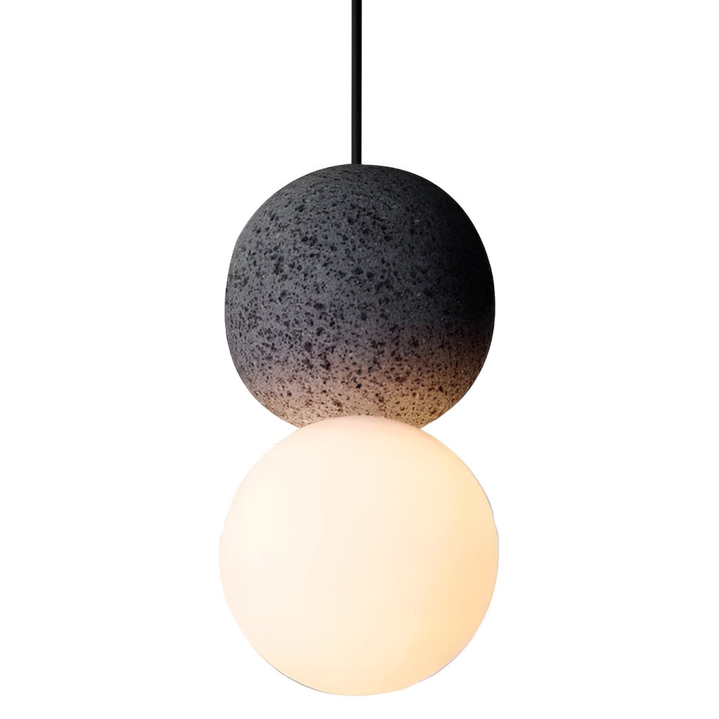 Modern Minimalist Cement Pendant Light or Wall Sconce — Black & White, LED, 4.7" Diameter