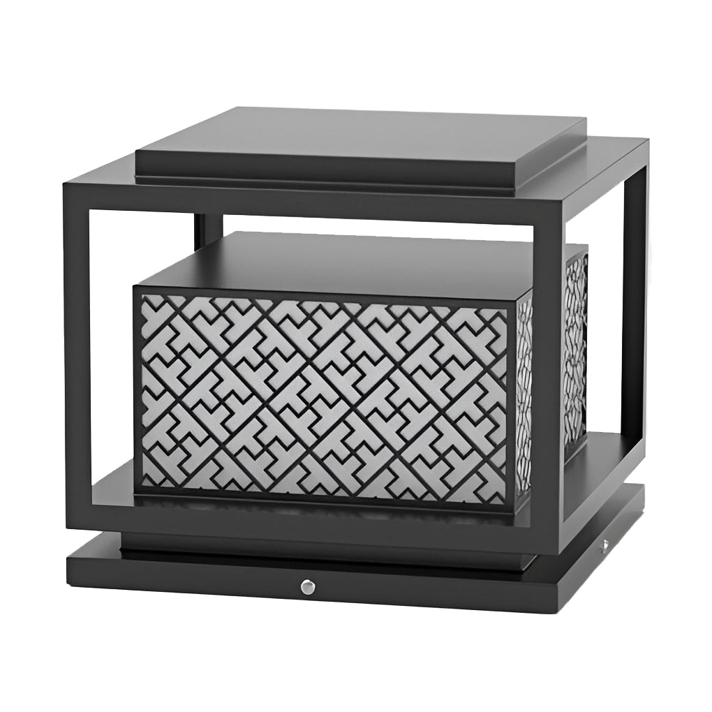 Modern Square Solar Outdoor Pillar Light — Stainless Steel, IP65, 3000K Warm White, E27