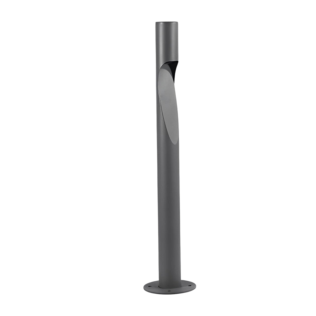 Modern Round LED Bollard Path Light — Gray Stainless Steel, 10W, 3000K, 23.6" Height