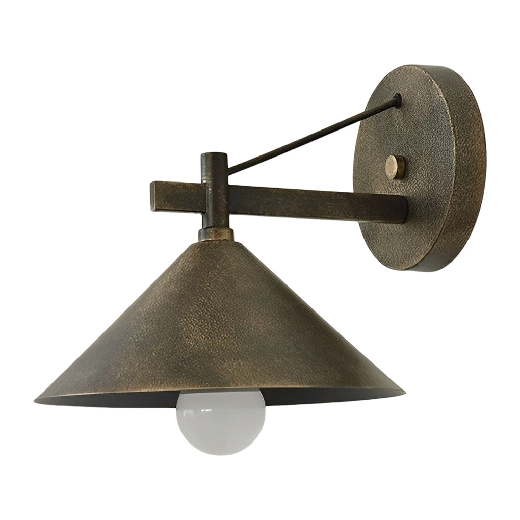 Retro Conical Outdoor Wall Sconce — Iron, Matte Black / Gold Bronze / Silver Bronze, Waterproof, 10" × 9"