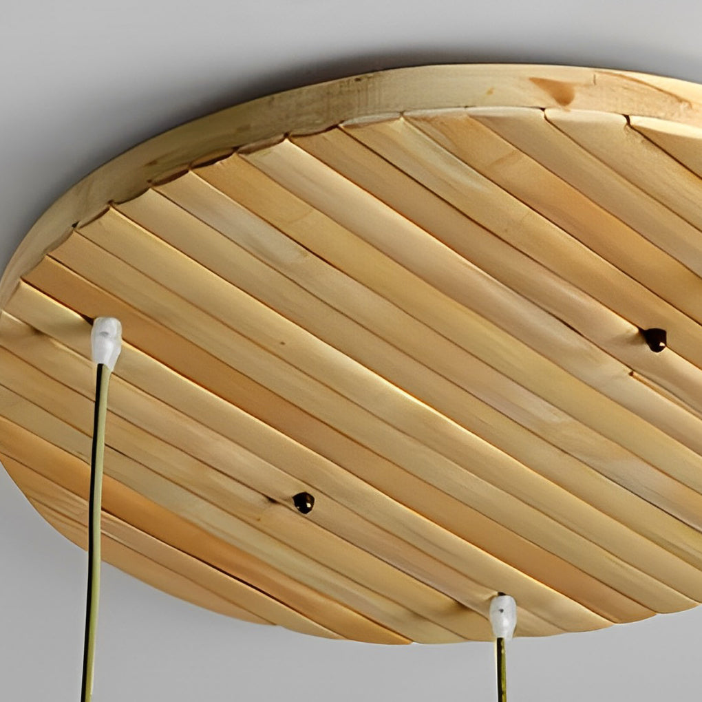 30" Cluster Cylinder Bamboo Multi-Light Pendant — Farmhouse, E26/E27, 43" Adjustable Wire