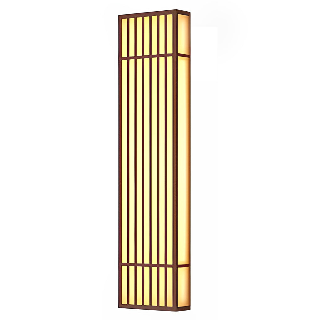 Retro Vertical Stripe Grid Outdoor Wall Sconce — Brown Stainless Steel, LED 3000K, IP65 Weatherproof, 23.6"–47.2"