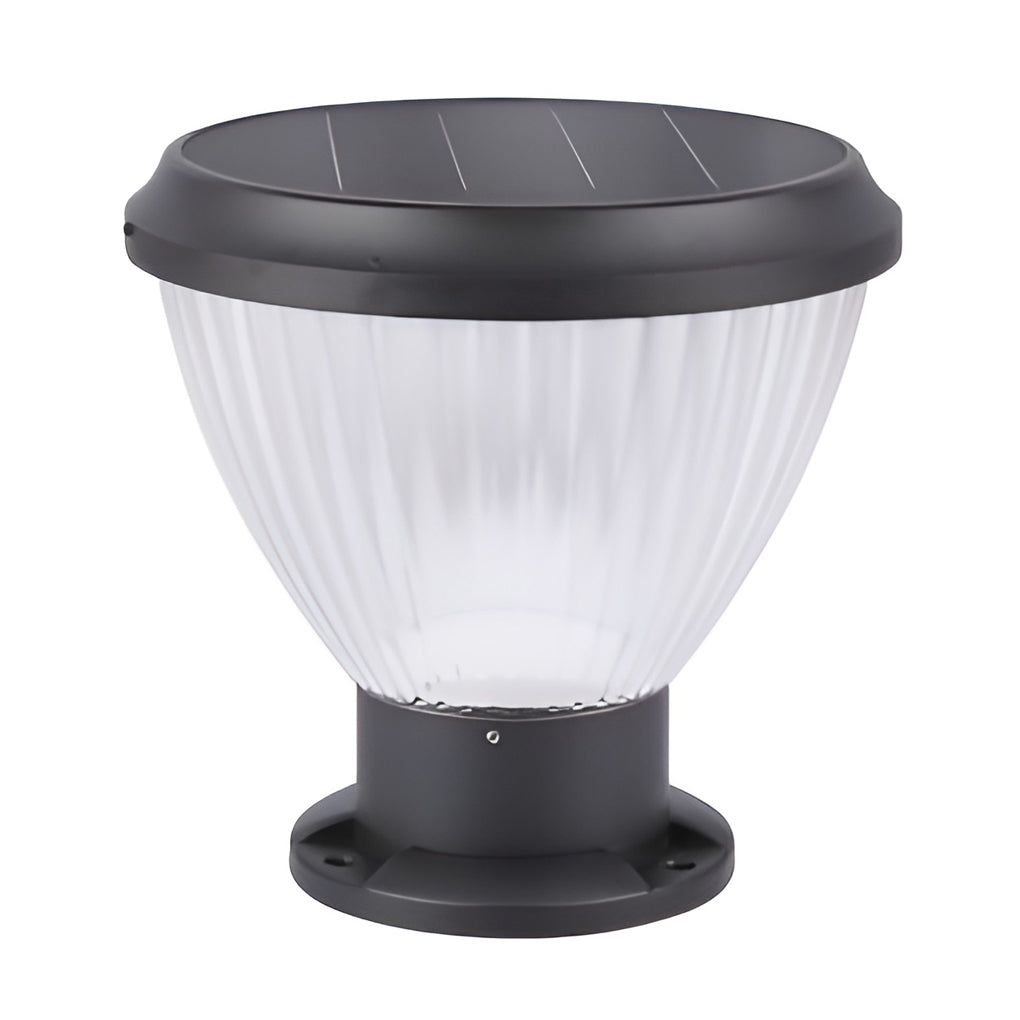 Modern Black Round Solar Post Cap Light — Aluminum, Fast Charging, IP65 Weatherproof