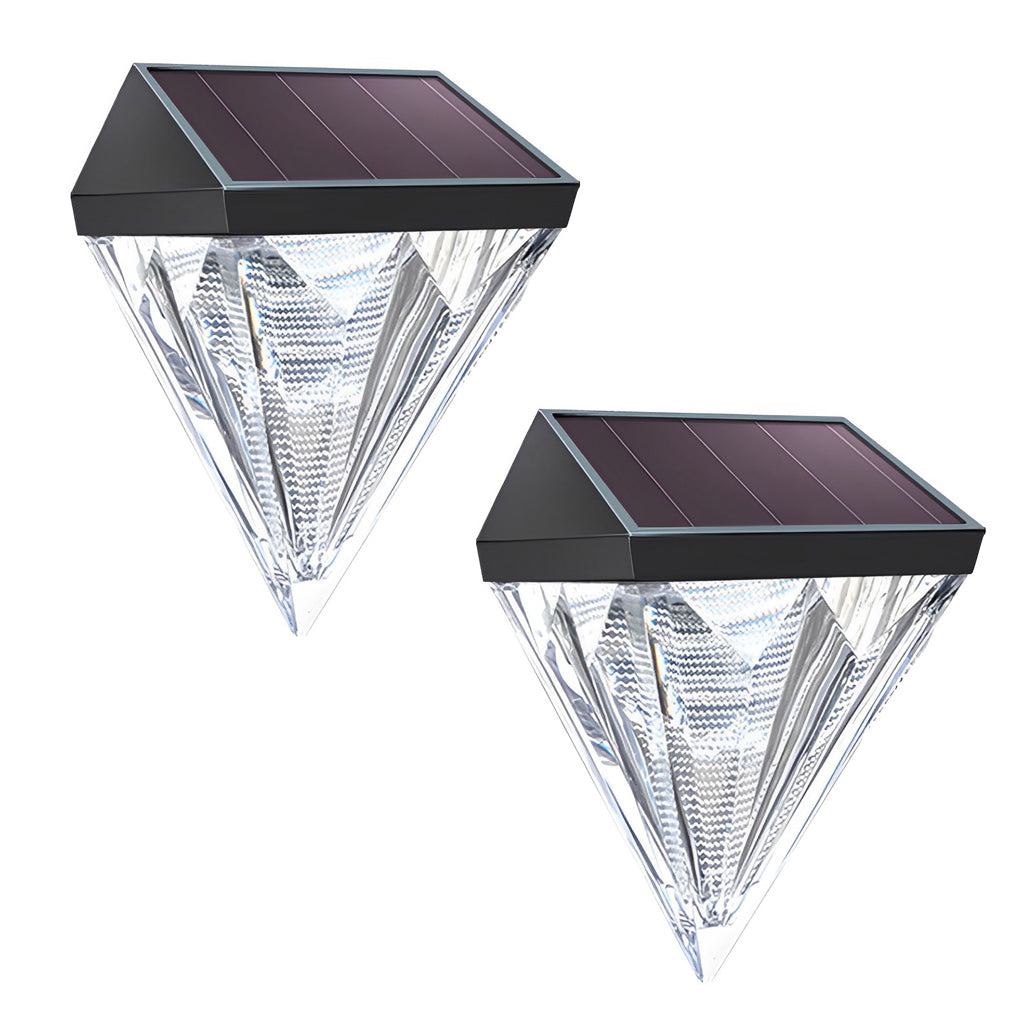 Black Solar Outdoor Wall Sconce, Set of 2 — ABS, LED, 3000K Warm White, IP Waterproof, Auto Dusk-to-Dawn