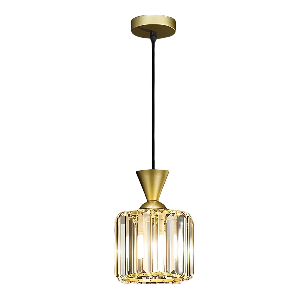Round and Square Crystal Mini Pendant — Black and Gold, E27, Three-Step Dimming, 3000K/4500K/6000K
