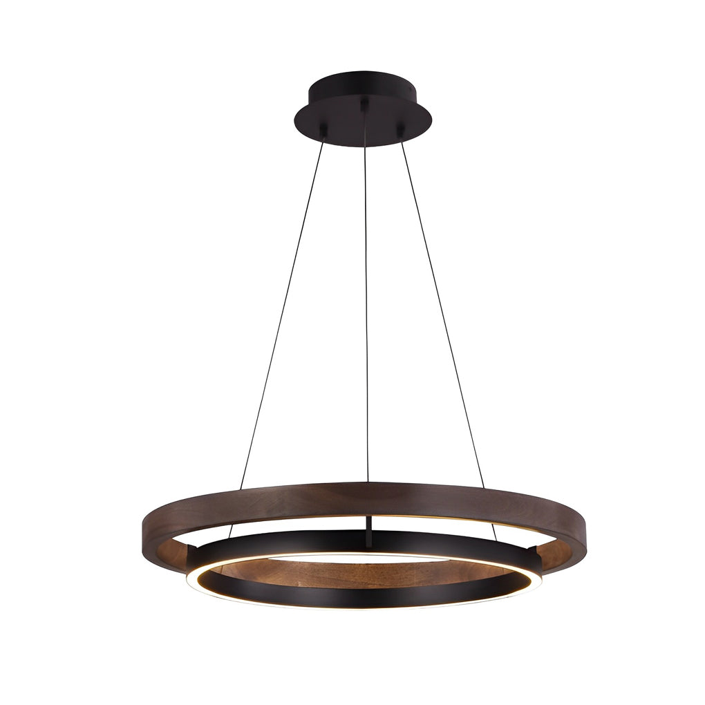 Round Double-Ring Minimalist Chandelier — Black Iron and Acrylic, LED, Three-Step Dimming, 23.6"–47.2"