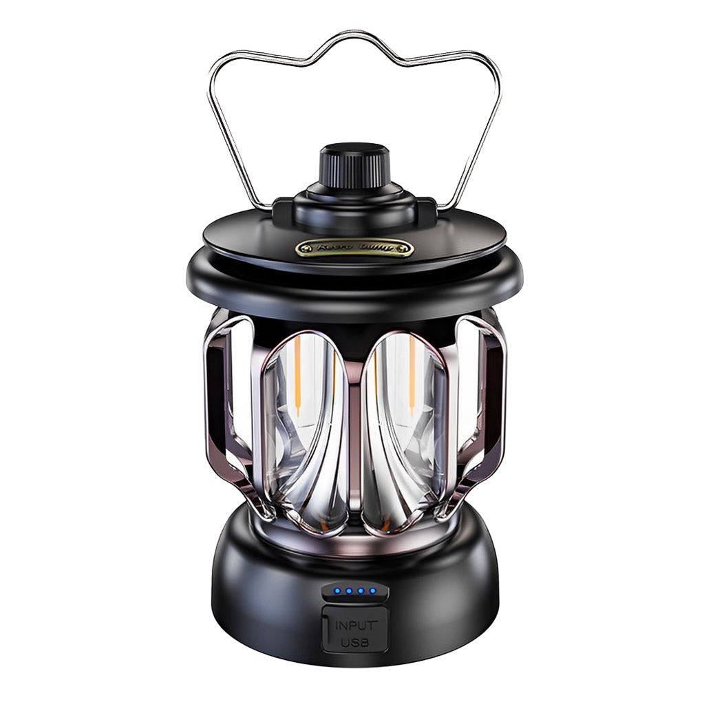 Retro Portable Outdoor Camping Lantern — ABS and Iron, Rechargeable LED, Type-C, 4W 150lm, 6"
