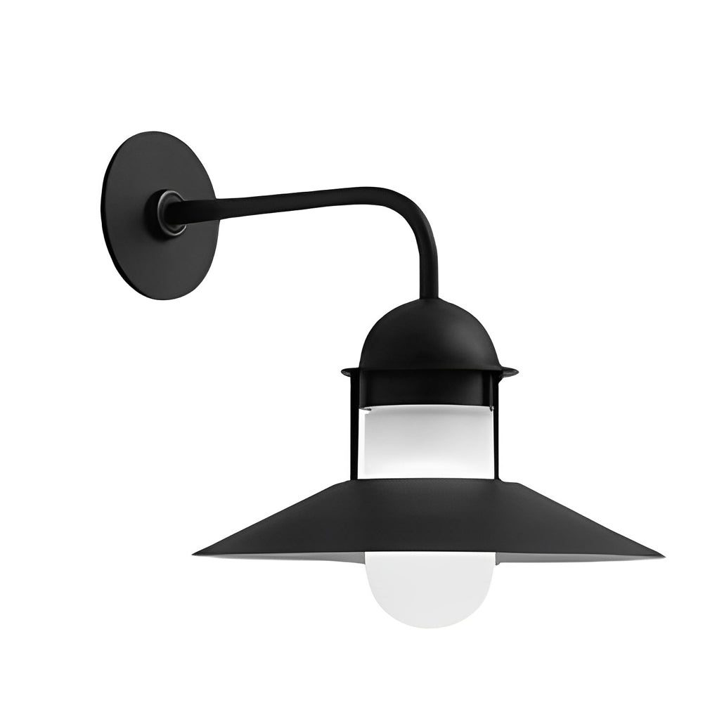 Round Vintage Outdoor Wall Sconce — Black Iron and Glass, E27, 3000K Warm White, 12.5" Diameter