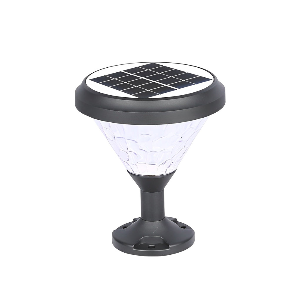 Modern Round Solar Post Cap Light — Black Aluminum, LED, RGB Colorful Gradient, IP65 Weatherproof