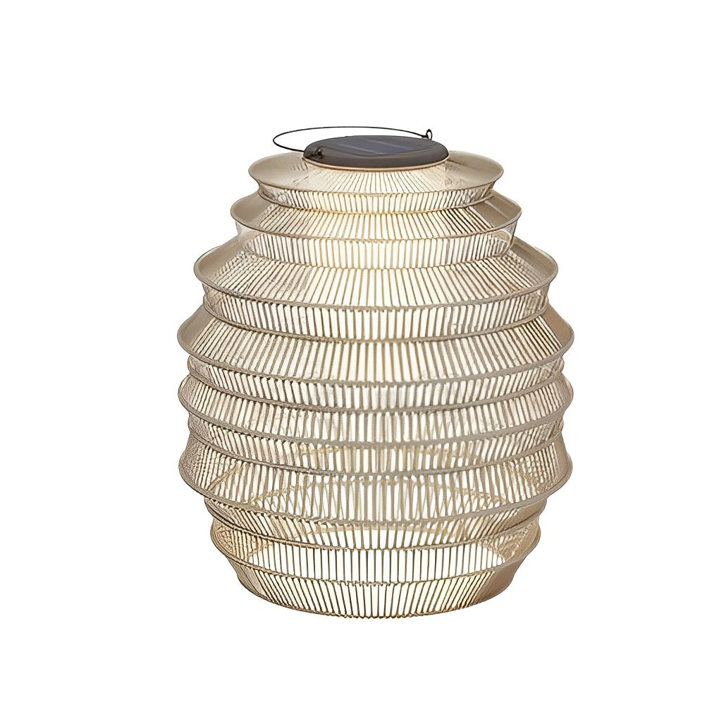 Handwoven Rattan Solar Outdoor Lantern — Stainless Steel, LED, IP54 Waterproof, Multiple Sizes