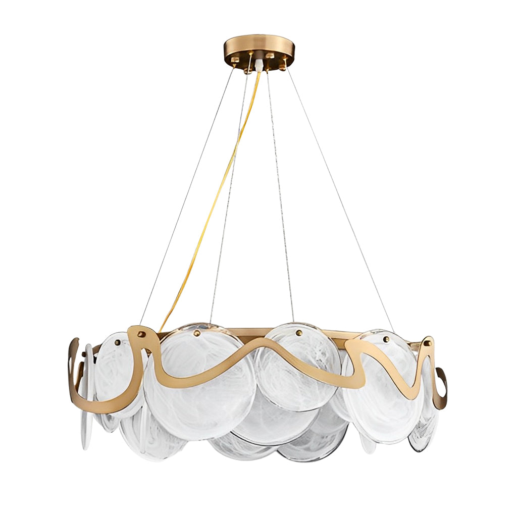 Nordic Chandelier Pendant Lights with Round Glass and Creative Iron LED Design