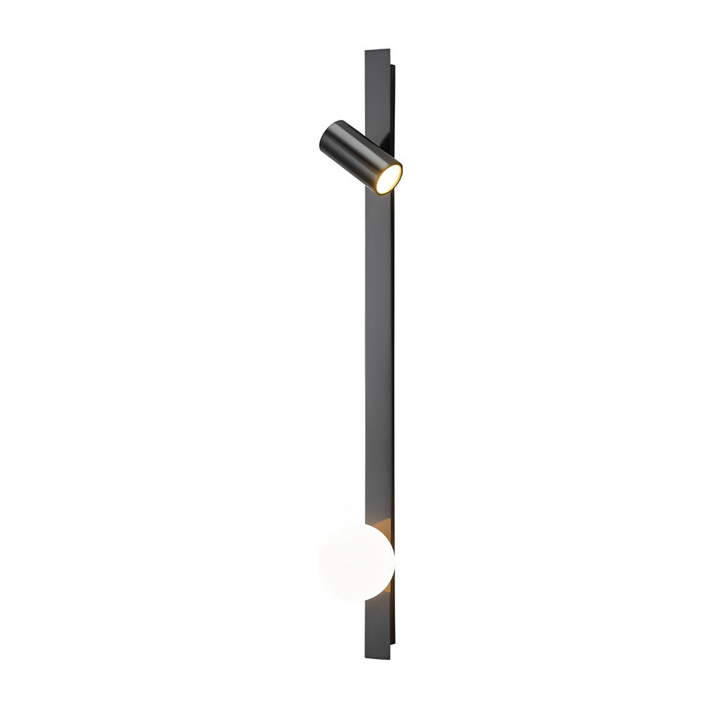 Linear Wall Sconce with Adjustable Spotlight — Black and Gold, Copper and Glass, Three-Step Dimming (3000K/4500K/6000K), LED, 31"