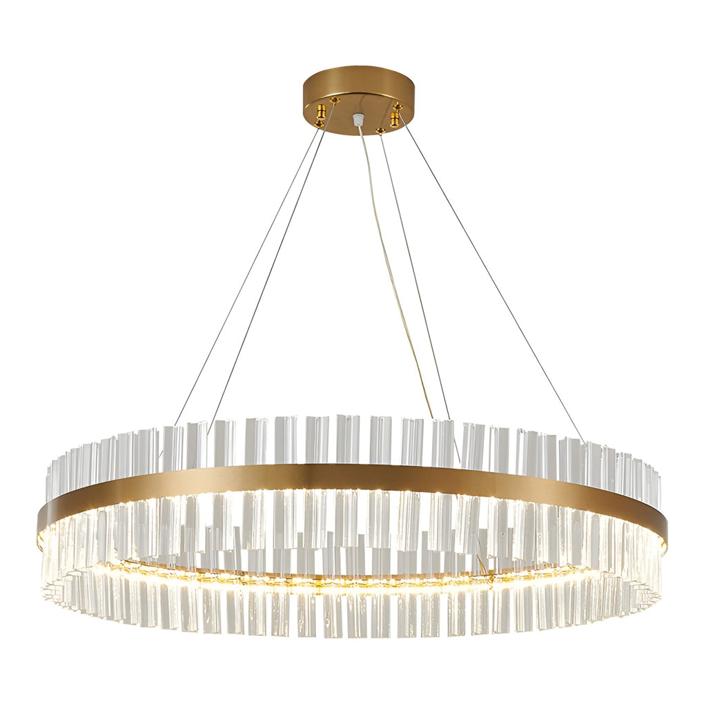 Round Crystal Chandelier — Electroplated Stainless Steel, Gold, LED 3-Step Dimming (3000K/4500K/6000K)