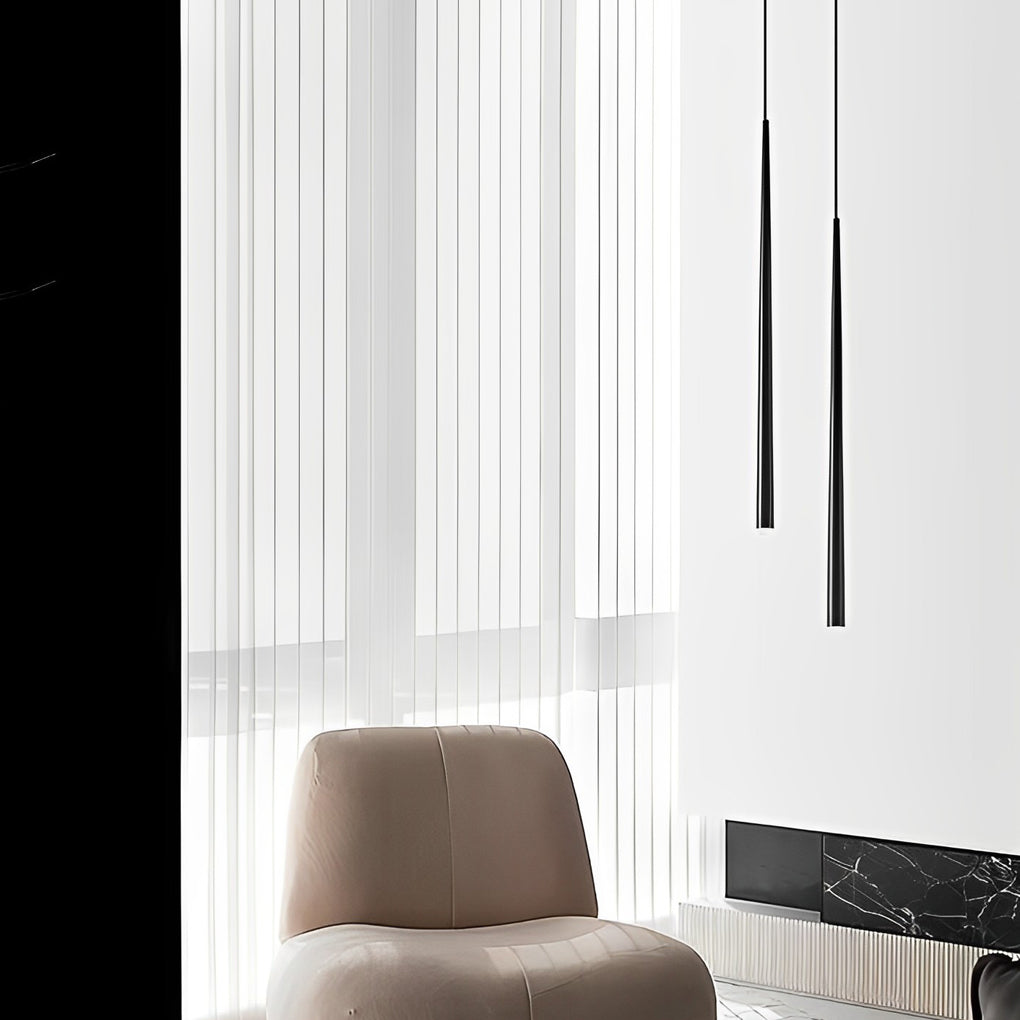 Conical Long-Tube Mini Pendant — Black Iron & Acrylic, COB 3W, 3000K Warm White