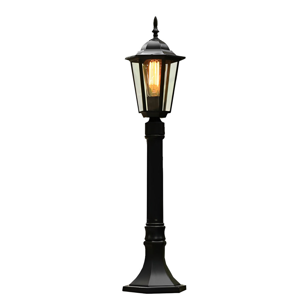 Traditional Black Outdoor Post Light — Die-Cast Aluminum and Glass, E27, Waterproof, 31" H