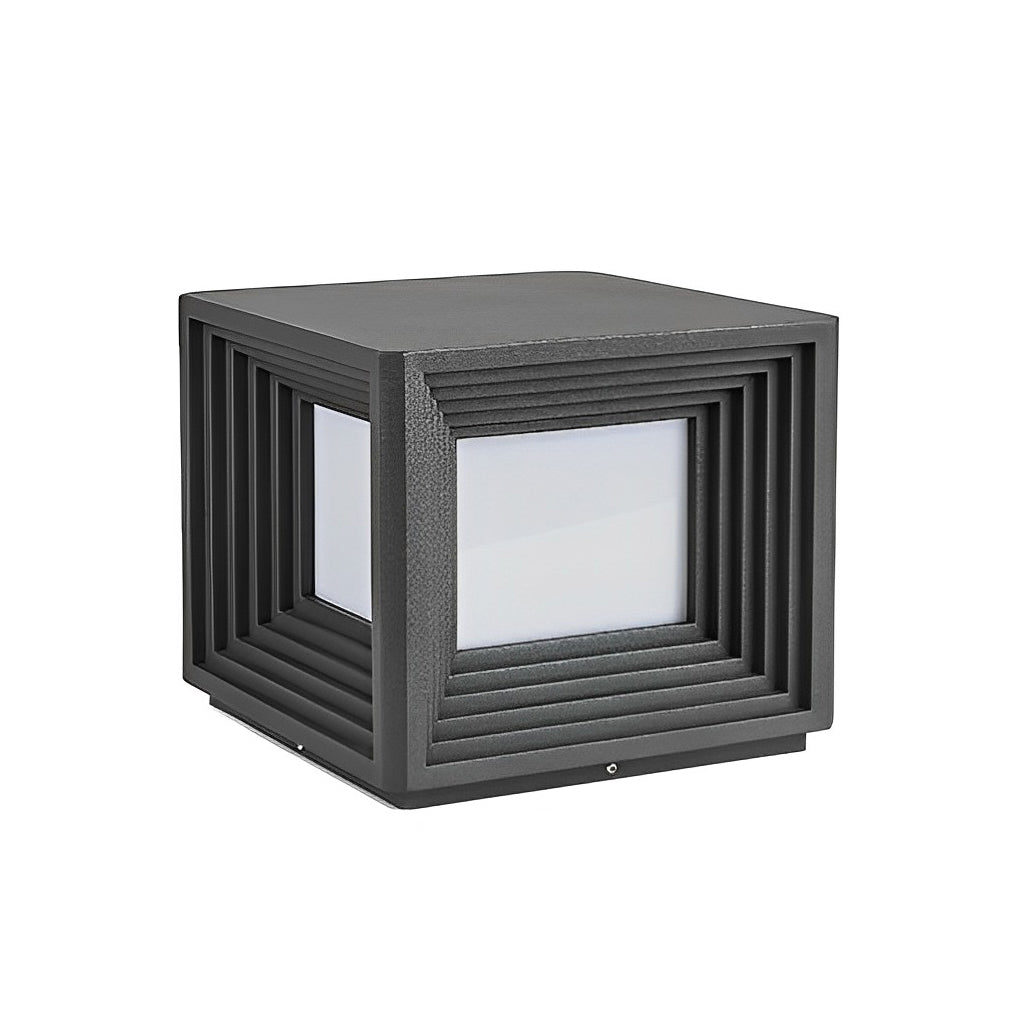 Modern Black Square Solar Post Cap Light — Stainless Steel & Acrylic, LED, IP65 Weatherproof, 3000K