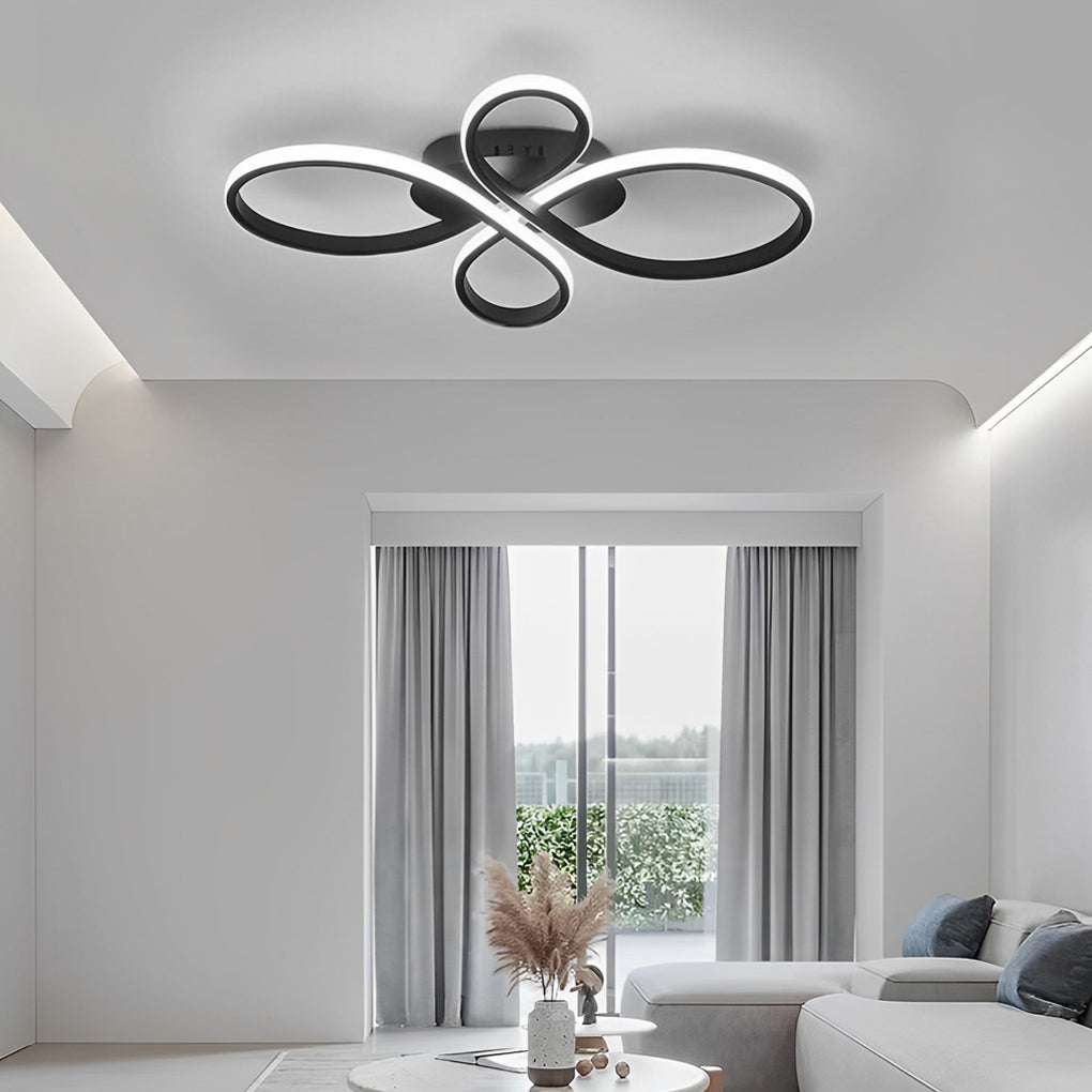 Intertwined Flower Flush-Mount LED Ceiling Light — Aluminum, 1-Light, 37W, Dimmable with Remote, 2800K–7000K, 24" Wide