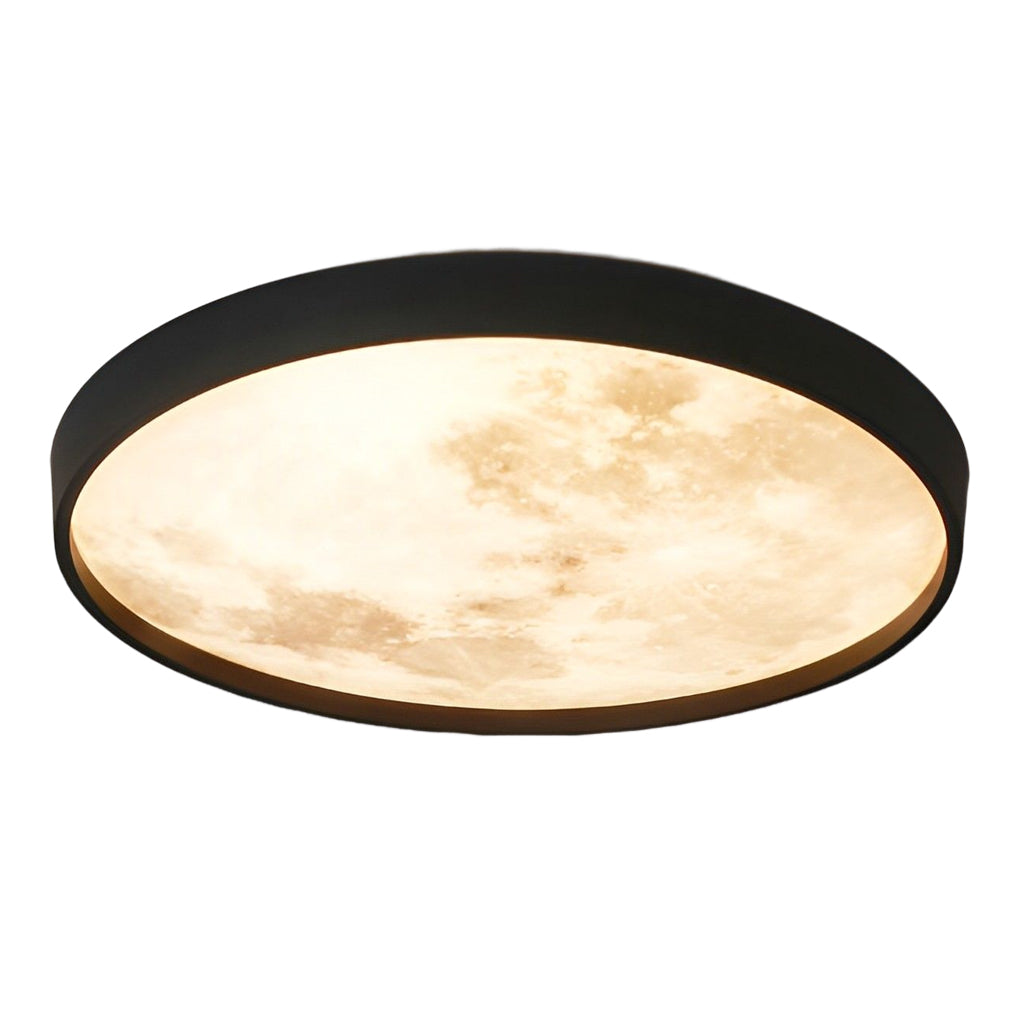 Moon Flush-Mount Ceiling Light — Black Iron and Acrylic, LED, 3-Step Dimming, 14W–45W