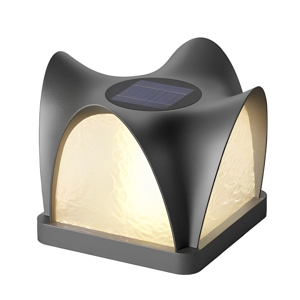 Modern Black Solar Post Cap Light — ABS & Acrylic, LED, IP65 Weatherproof, 3000K Warm White