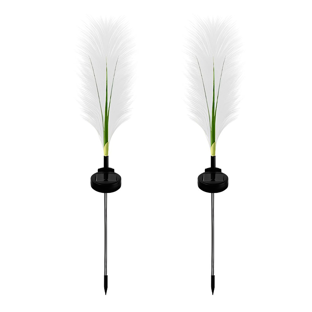 Hairy Reed Solar Lawn Lights, 2-Pack — Chemical Fiber & Stainless Steel, LED, IP65, 29", Warm White / Daylight