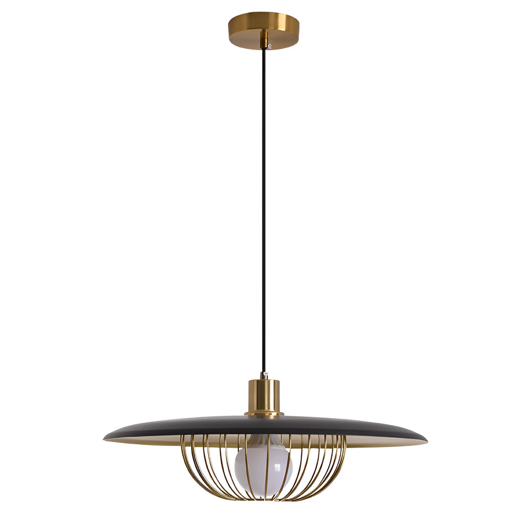 Circular Modern Pendant Light — Electroplated Iron, Three-Step Dimming, E27, Black or White, 14" or 18"