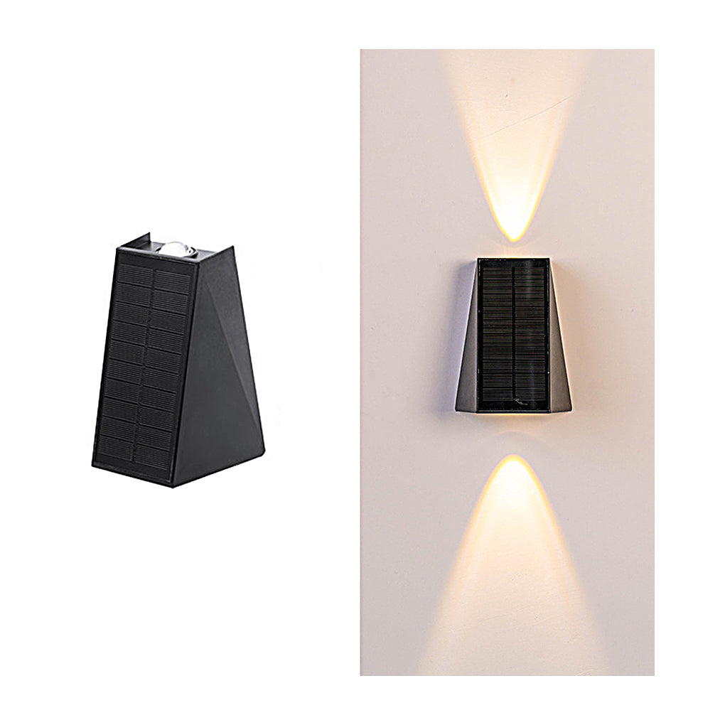 Modern Black Solar Up/Down Outdoor Wall Sconce — PVC & Acrylic, LED 3000K, IP54, 5W Panel