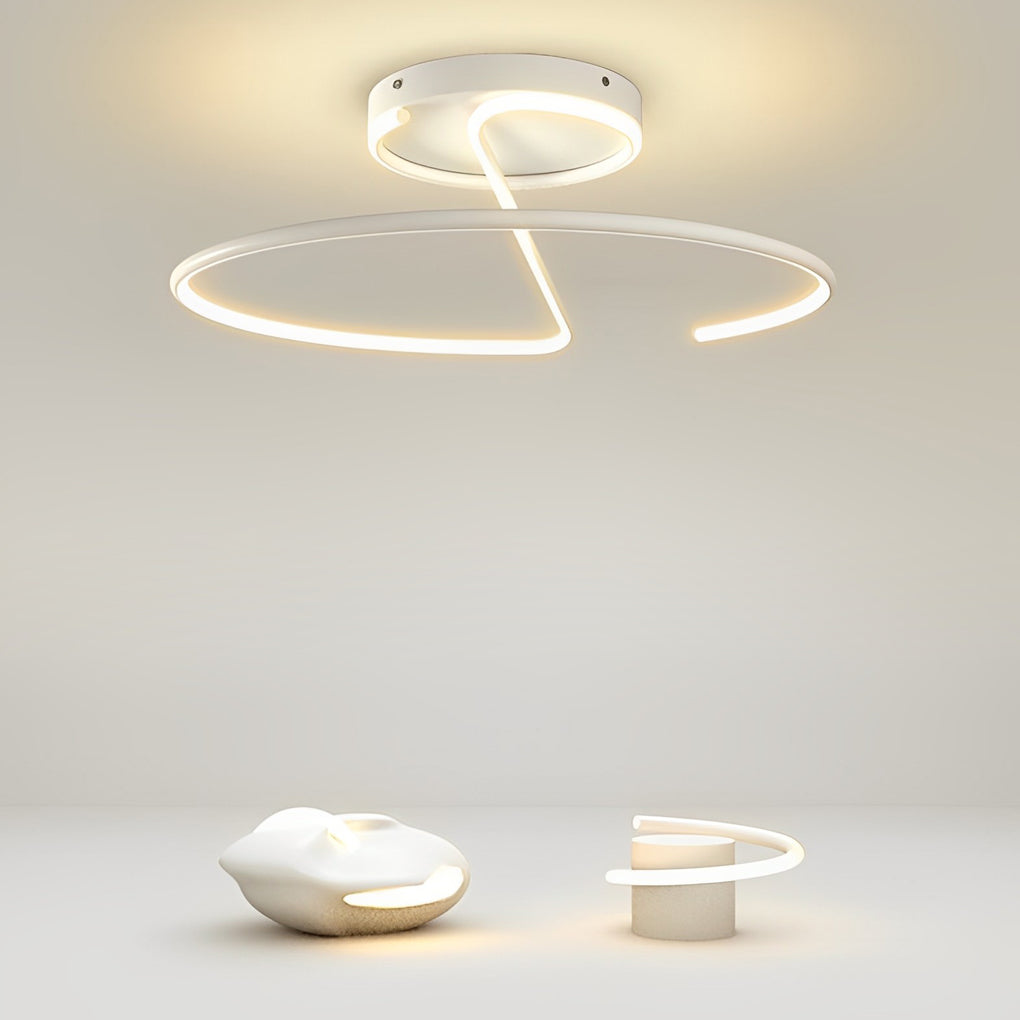 16-Inch Modern LED Semi Flush Mount Ceiling Light with Sleek Wire-Inspired Circular Design