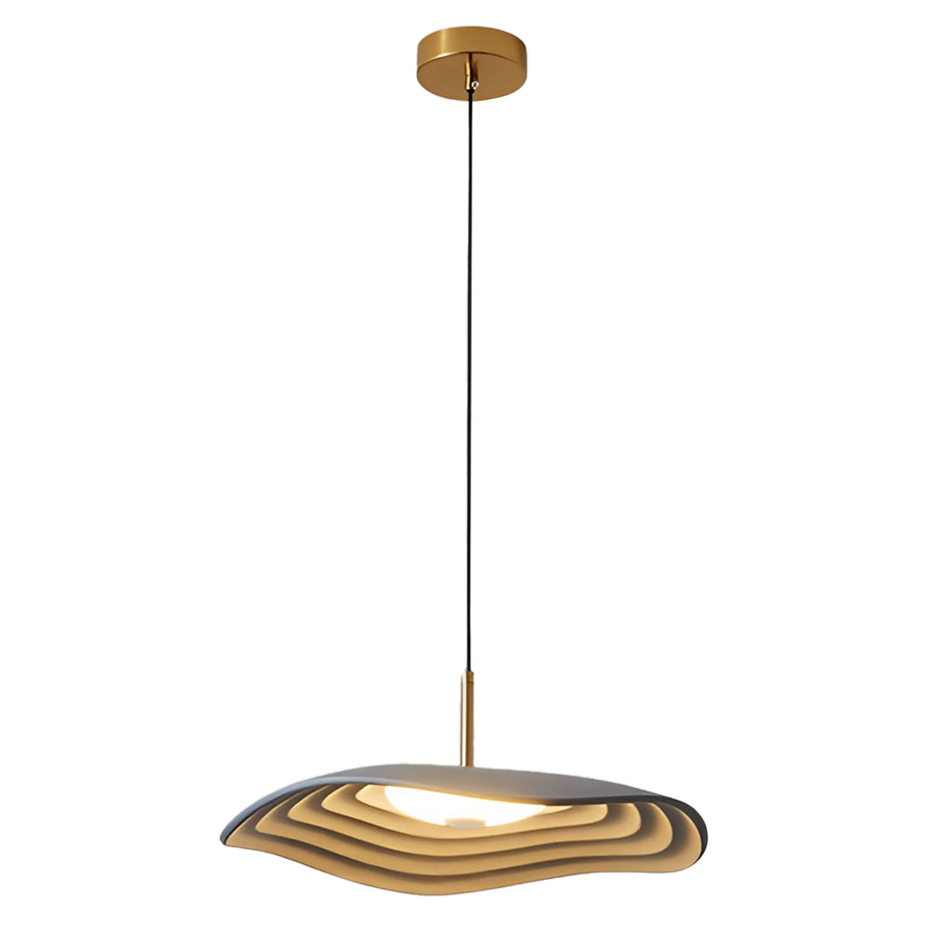 Round Geometric Pendant Chandelier — Resin, 12W LED, 15.7" Diameter, Black or Gray