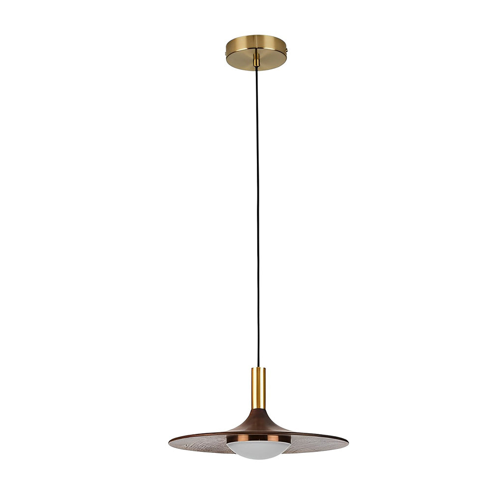 Flying Saucer Pendant Light — Walnut and Copper, LED 3000K Warm White, 10" or 12"