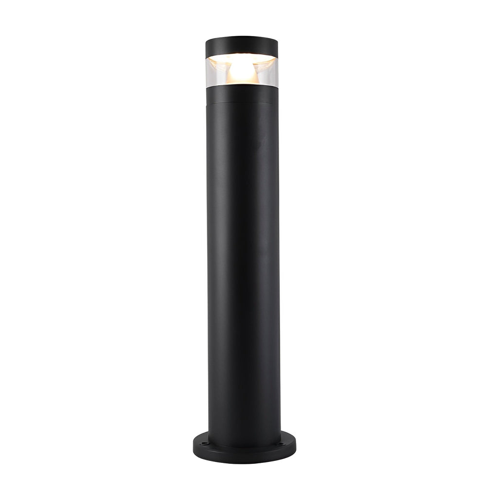 Modern Cylindrical Bollard Path Light — Black Aluminum, LED 7W, E27, IP65, 4" × 24"