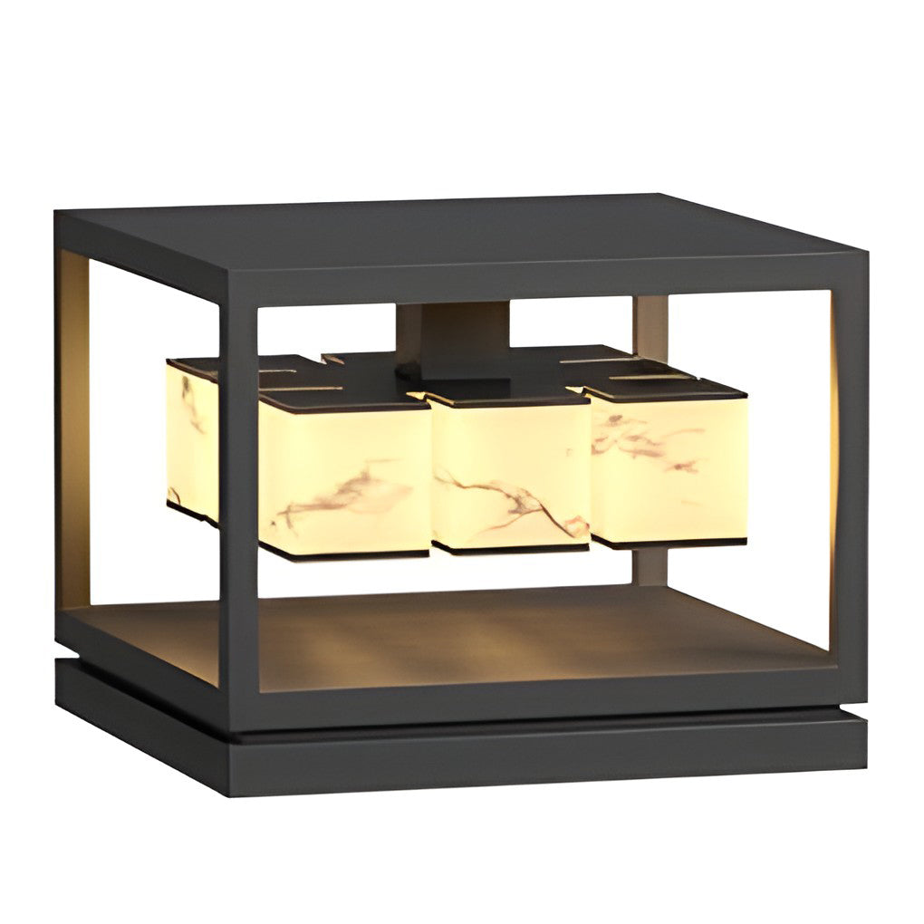 Modern Square Solar Deck Post Cap Light — Stainless Steel & PC, LED, IP65 Weatherproof, Warm White 3000K