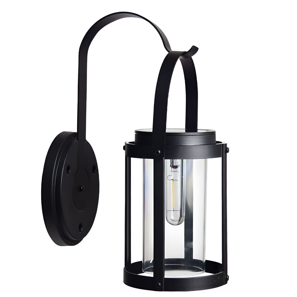 Lantern Outdoor Solar Wall Sconce — Black ABS, LED, 2800–3200K, IP Weatherproof, 5" Diameter